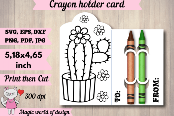 Cactus Coloring Card Holder Svg: Crafts & Graphics