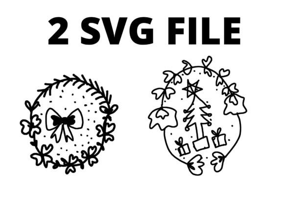 Christmas Wreath Black SVG: Graphics for Crafts