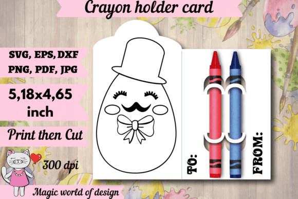 Easter Egg Man Crayon Holder Card Svg: Graphics for Crafts