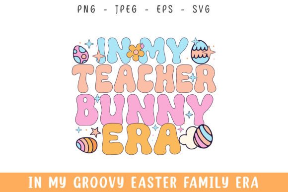 Groovy Teacher Easter Bunny Graphics for Crafts