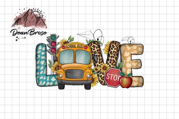 Love School Bus Png Sublimation: Graphics for Crafts