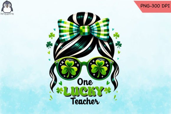 Messy Bun Lucky Teacher PNG for Crafts & Graphics