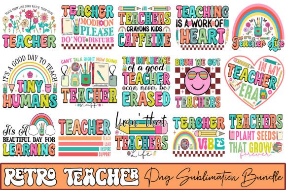 Retro Teacher Graphics for Crafts & Branding