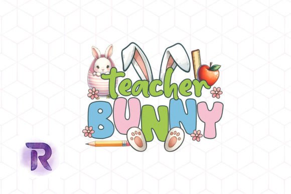 Teacher Bunny PNG: Retro Graphics for Crafts