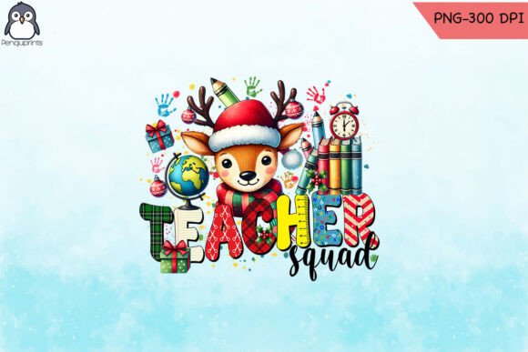 Teacher Squad Reindeer Buffalo Plaid Graphics for Crafts