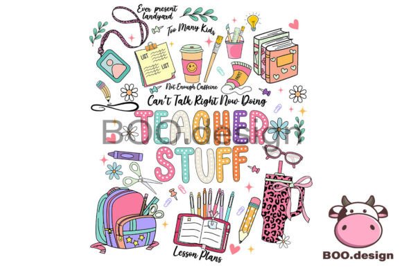 Teacher Stuff Png, Teacher Doodles Png: Graphics for Crafts